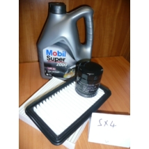 szervíz csomag szett olajcsere készlet SX4  Mobil 10W40 4l.+ olajszűrő + levegőszűrő + pollenszűrő,  (olaj, motorolaj)