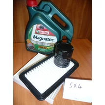 szervíz csomag szett olajcsere készlet SX4  Castrol 10W40 4l.+ olajszűrő + levegőszűrő + pollenszűrő,  (olaj, motorolaj)