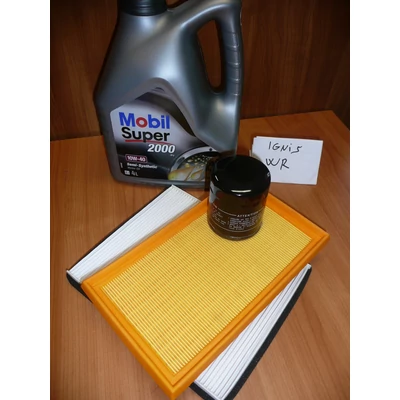 szervíz csomag szett olajcsere készlet Ignis, Wagon-R (Mobil 10W40 4l.+ olajszűrő + levegő szűrő (13780-86G00) + pollen)